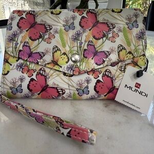 Brand new butterfly pattern wristlet wallet
